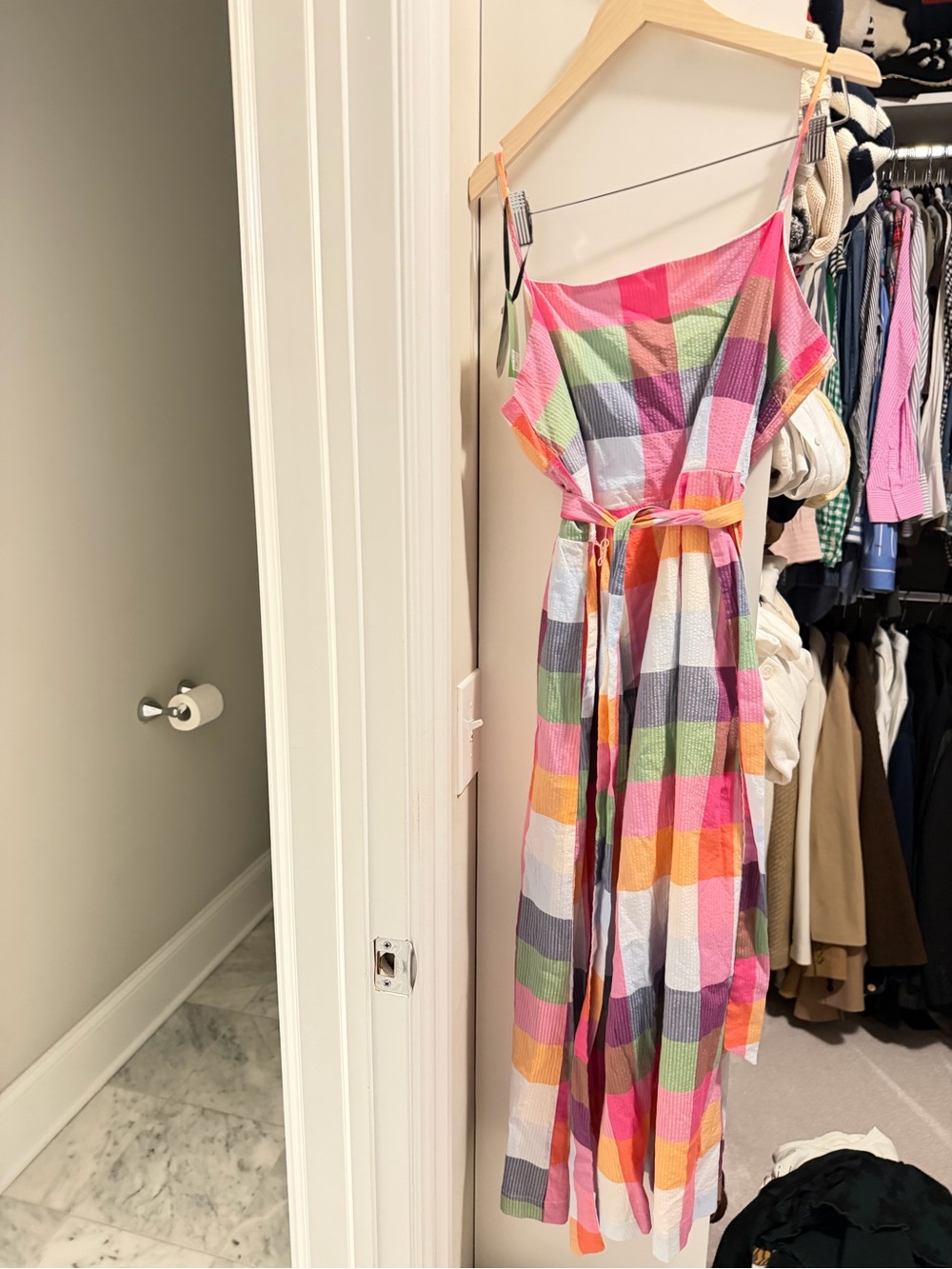 Kate Spade Check Plaid Maxi Dress in Pink, Green, Orange, Purple